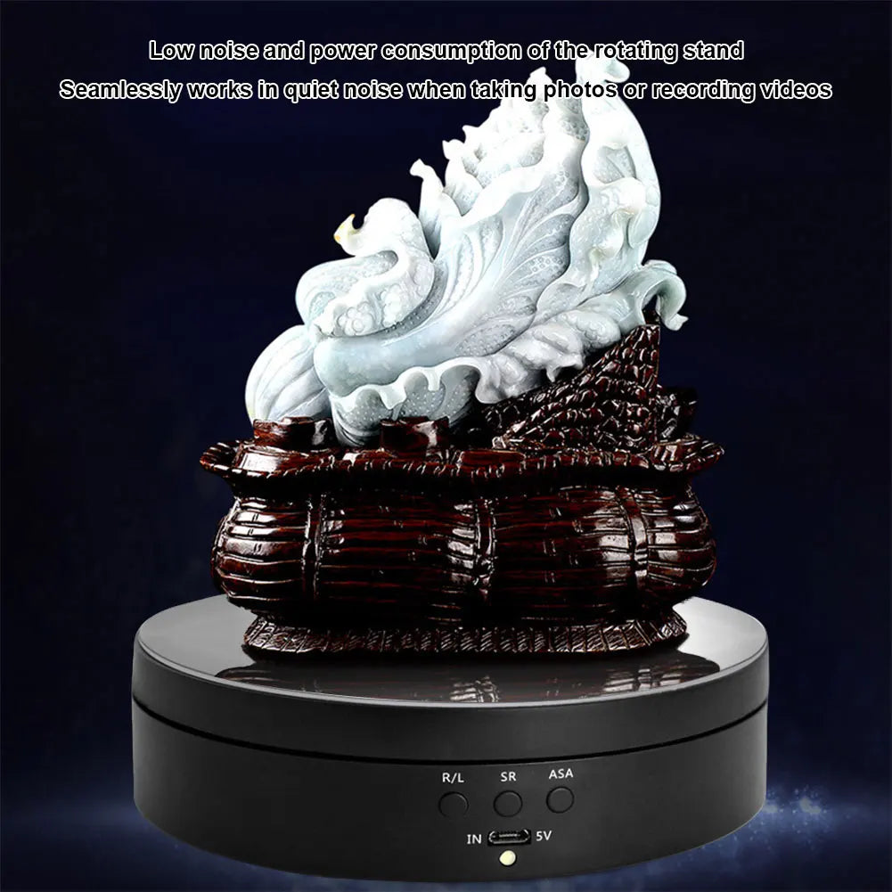 360 Degree Electric Rotating Turntable Three Adjustable Speed Motorized Display Stand for Photography Jewelry Watches