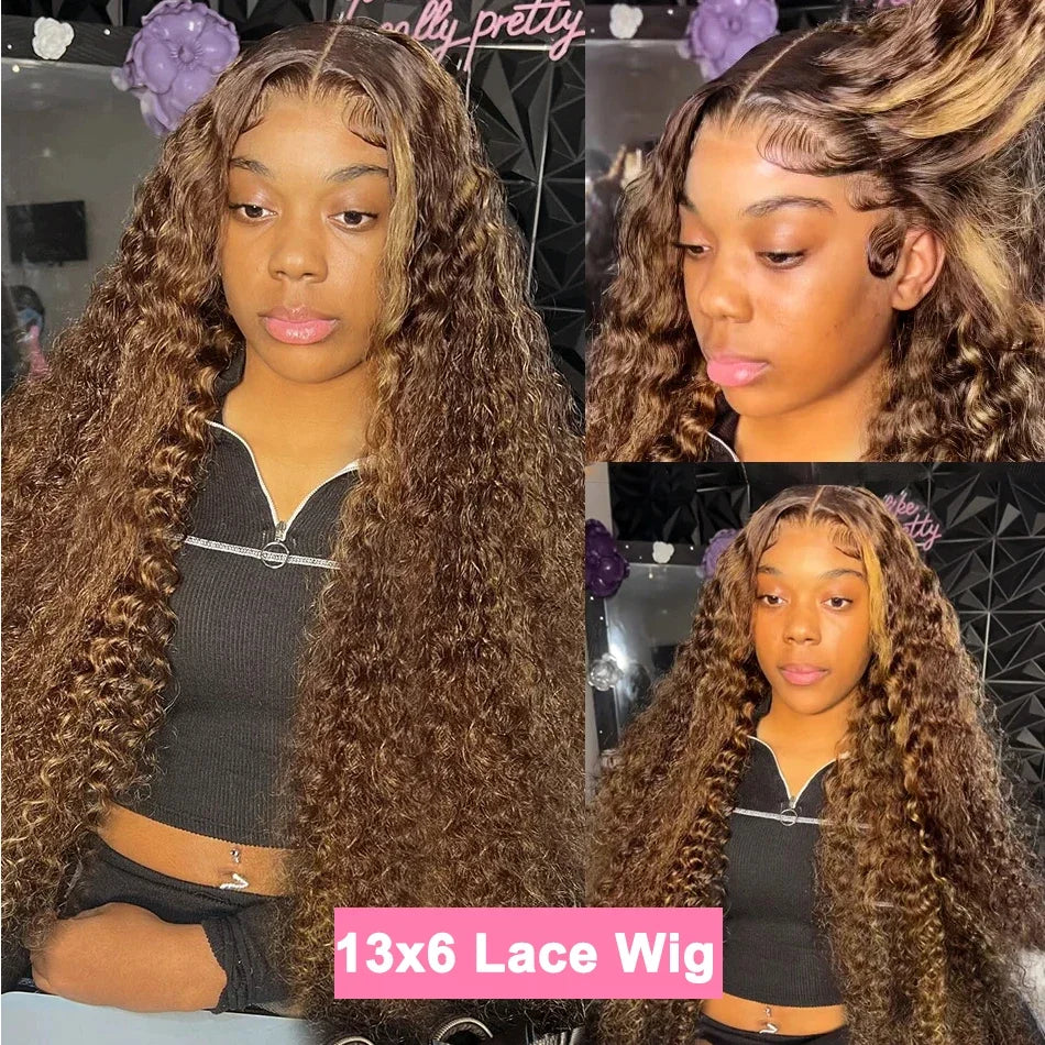 13x4 Highlight Wig Human Hair 13x6 Hd Lace Frontal Wig 40 Inch Curly Wigs Deep Wave Lace Front Wig Pre Plucked With Baby Hair