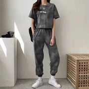 Women Clothing Sets Short Sleeve T-shirt+Pant 2Pcs 2024 Summer Camouflage Tie-Dyed Loose Tees Tops Sports Casual Suit New
