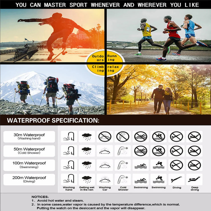 Men Watches Sports Wristwatches Women Teenage Fashion Trends Student Multifunctional Outdoor Electronic Watches