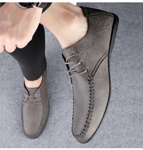 Leather Men Shoes Fashion Formal Men Shoes Moccasins Italian Breathable Male Driving Shoes Black Plus Size 38-47