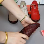 Women  Vintage Breathable Shoes Platform Loafers Lace Up Leather Hollow Slip-On New Fashion Casual Mom Shoe Zapatos Mujer 2024