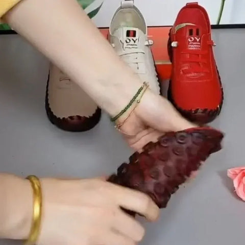 Women  Vintage Breathable Shoes Platform Loafers Lace Up Leather Hollow Slip-On New Fashion Casual Mom Shoe Zapatos Mujer 2024