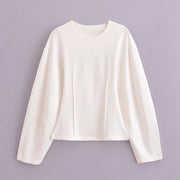 Women's Suit 2025 Spring New Women's Clothing Fashion Long Sleeve O-neck Pleated Top Double-Sided Fabric Office Top Casual Pants