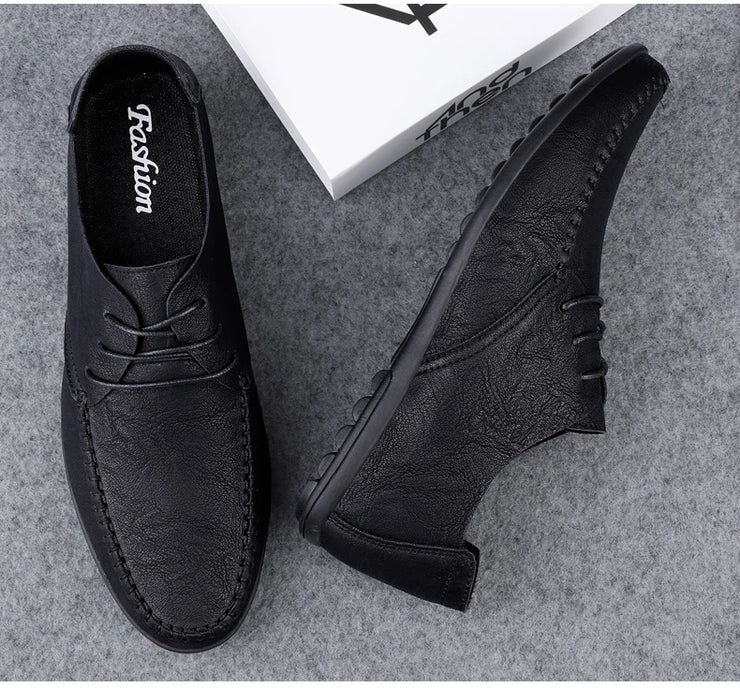 Leather Men Shoes Fashion Formal Men Shoes Moccasins Italian Breathable Male Driving Shoes Black Plus Size 38-47