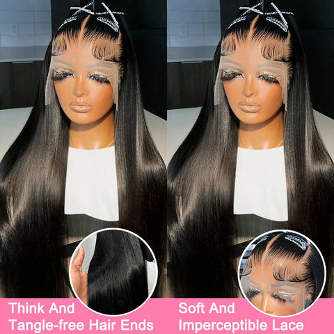200% Hd Transparent Bone Straight 13x4 Lace Frontal Wigs Pre Plucked Brazilian Remy Hair 5x5 Glueless Wigs Human Hair For Women