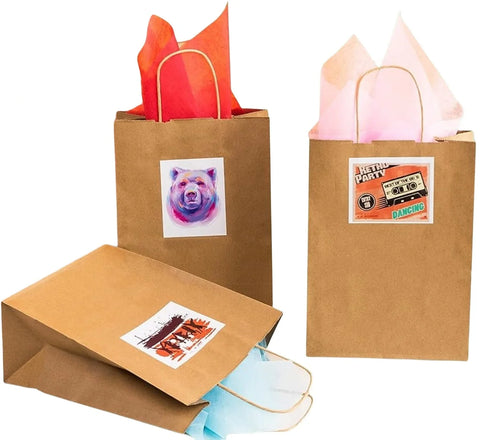 5/10/20/30pcs Brown Paper Bags with Handles, Gift Bags Bulk, Retail Bags, Shopping, Milk Tea bags, Eco-friendly Portable Bags