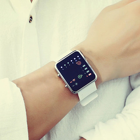 Binary Led Watches Men Watches Fashion Dot Led Digital Electronic Watches Fashion Sports Silicone Watches Couple Watches