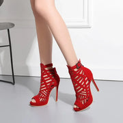 Women's Boots summer Fish mouth Open toe Hollow zipper Metal Decoration  High heel Women's shoe plus size 29-52 high11cm