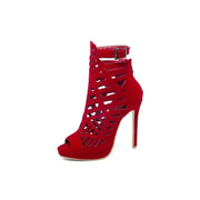 Women's Boots summer Fish mouth Open toe Hollow zipper Metal Decoration  High heel Women's shoe plus size 29-52 high11cm