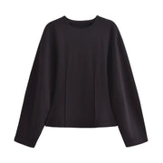 Women's Suit 2025 Spring New Women's Clothing Fashion Long Sleeve O-neck Pleated Top Double-Sided Fabric Office Top Casual Pants