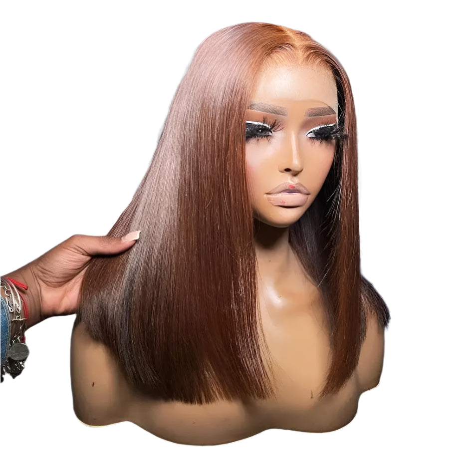 13x4 Lace Front Wig Bob Human Hair Brown Straight 180% Full Density HD Transparent Lace Frontal Wigs bob hair lace front wig