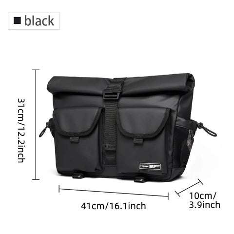 Fashion Casual Men Roll Top Shoulder Messenger Bag Large Size Outdoor Cycling Crossbody Side Bags Male Urban Trend Daypack