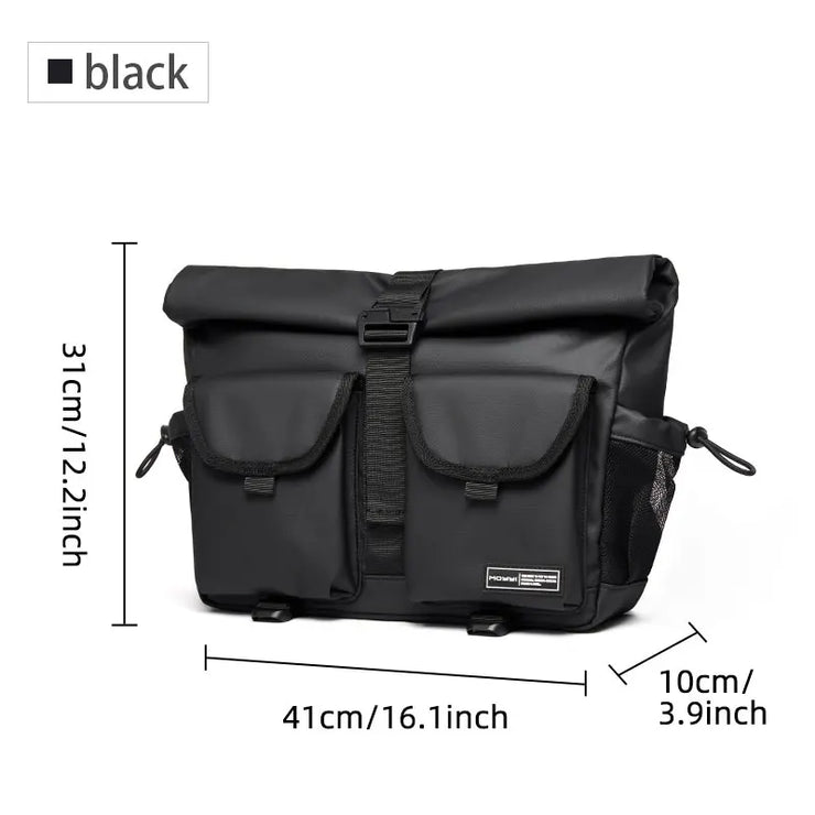 Fashion Casual Men Roll Top Shoulder Messenger Bag Large Size Outdoor Cycling Crossbody Side Bags Male Urban Trend Daypack