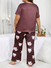 Milk silk sleepwear thin short sleeved long pants set  large size sleepwear  home sleepwear  cute style sleepwear