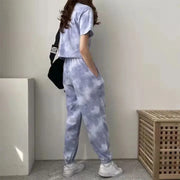 Women Clothing Sets Short Sleeve T-shirt+Pant 2Pcs 2024 Summer Camouflage Tie-Dyed Loose Tees Tops Sports Casual Suit New