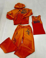 2025 European and American women's clothing, fashionable and casual women's printed hoodie suits and sportswear