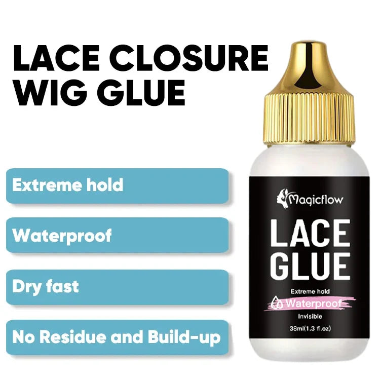 38ml/1.03fl.oz Waterproof Lace Wig Glue - Extremely Hold, Invisible, Quick Dry & Easy Removal - No Odor Hair Adhesive for Wigs