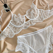 MOYISU White See-through Lace Big Breasts Small Bra Underwear Ultra Thin Set Sexy Pure Desire Underwear Underwear Underwear Set