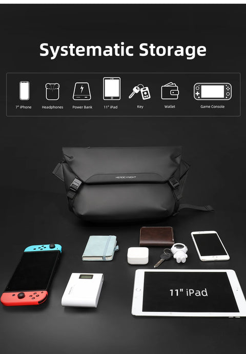 HK Water Repellent Messenger Bag Men Bags Casual Shoulder Crossbody Bags Fit 11 inch Ipad Fashion Outdoor Cycling Side Bag  Male