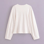 Women's Suit 2025 Spring New Women's Clothing Fashion Long Sleeve O-neck Pleated Top Double-Sided Fabric Office Top Casual Pants