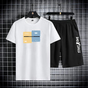 Trendy Suits for men  Men's Summer Shorts Set Gym Outfit Student Short Sleeve Tee 2 Piece Set Tracksuits Men Casual Men Clothing