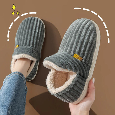 Bebealy Winter Men Shoes Winter Short Plush Men Slippers Outdoor Fur Non-slip House Shoes Casual Fuzzy Soft Cozy Men Shoes Women