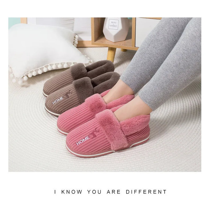 Bebealy Winter Men Shoes Winter Short Plush Men Slippers Outdoor Fur Non-slip House Shoes Casual Fuzzy Soft Cozy Men Shoes Women