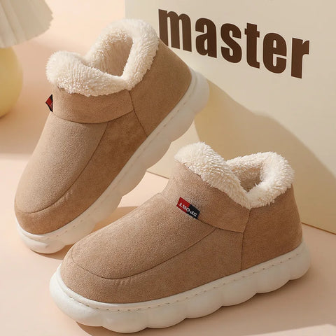 Smile PoP Winter Plush Men Cotton Shoes Warm Plush Men House Slippers Outdoor Soft Non Slip Women&