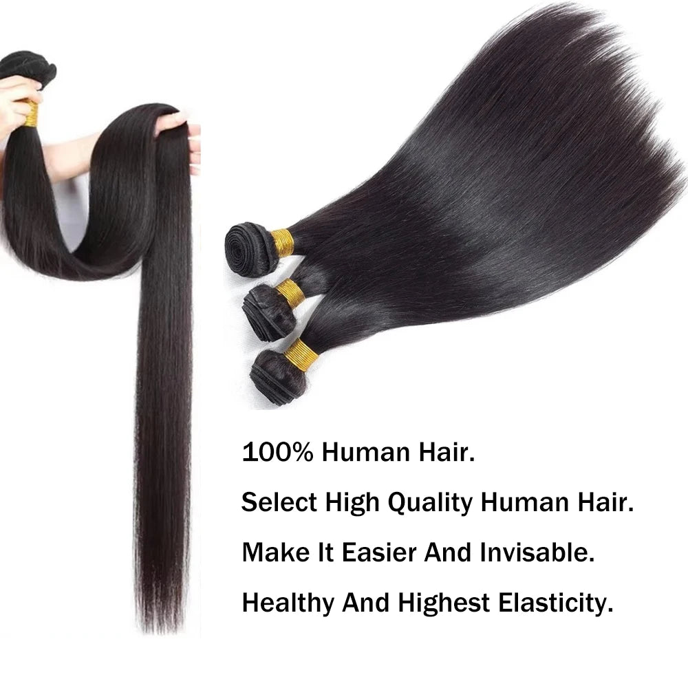8-30 Inch Straight Human Hair Bundles 12A 100% Human Hair Extensions Natural Black Brazilian Hair Weave Bundles 1/3/4pcs Bundles