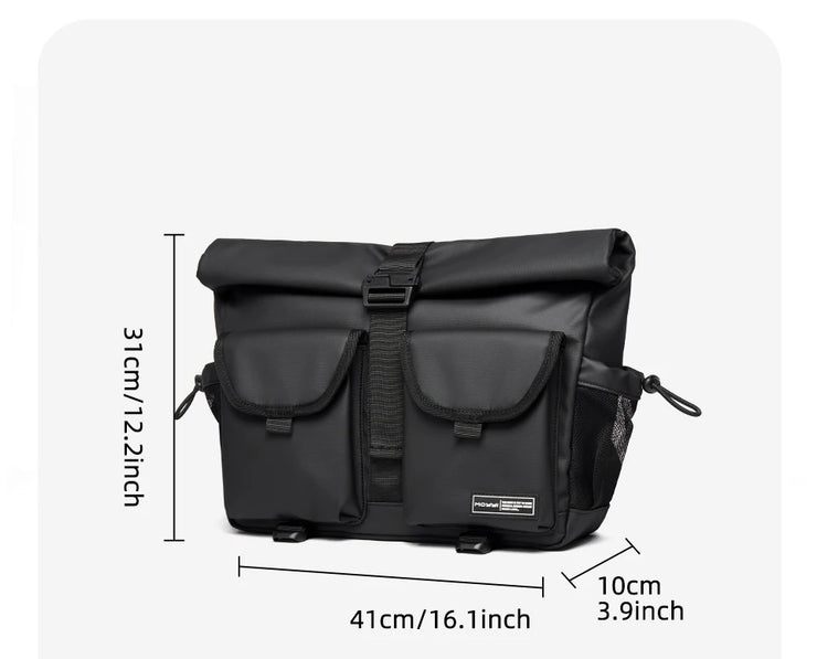 Fashion Casual Men Roll Top Shoulder Messenger Bag Large Size Outdoor Cycling Crossbody Side Bags Male Urban Trend Daypack