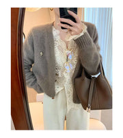 Women's Clothing 2024 Spring Autumn Sexy Hollow Out Lace Chic Vintage T-shirts Female Casual Solid V Neck Slim Long Sleeve Tops