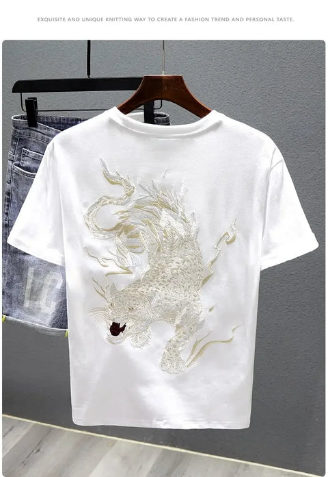 2025 New Summer Embroidered Short-sleeved T-shirt Men Clothing