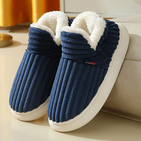 Smile PoP Winter Plush Men Cotton Shoes Warm Plush Men House Slippers Outdoor Soft Non Slip Women&