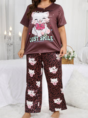 Milk silk sleepwear thin short sleeved long pants set  large size sleepwear  home sleepwear  cute style sleepwear