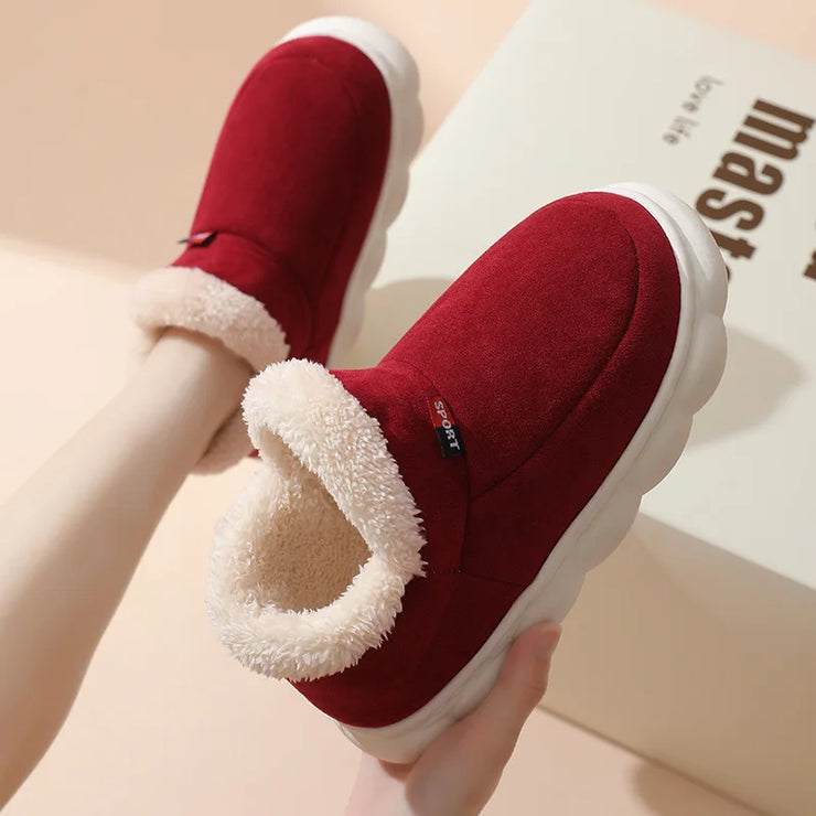 Smile PoP Winter Plush Men Cotton Shoes Warm Plush Men House Slippers Outdoor Soft Non Slip Women&