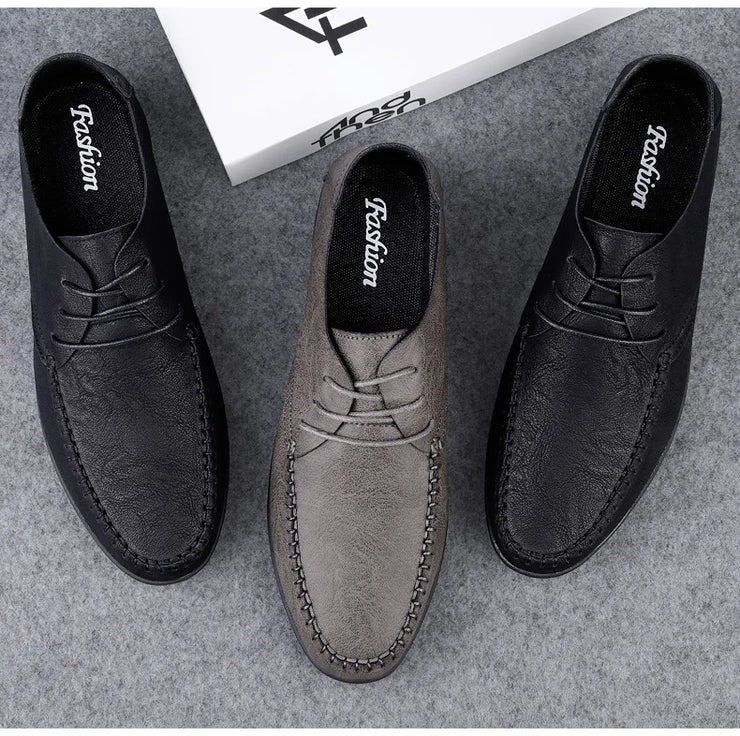 Leather Men Shoes Fashion Formal Men Shoes Moccasins Italian Breathable Male Driving Shoes Black Plus Size 38-47
