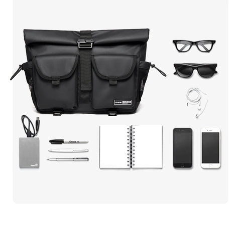 Fashion Casual Men Roll Top Shoulder Messenger Bag Large Size Outdoor Cycling Crossbody Side Bags Male Urban Trend Daypack