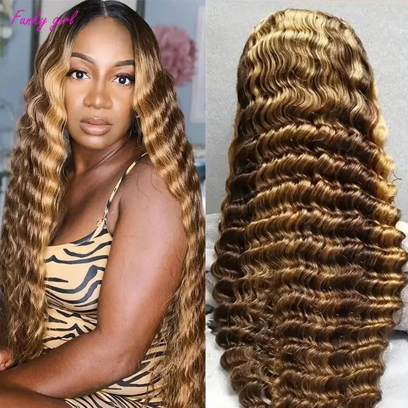200%Density Human Hair Wig Highlight Loose Deep Wigs 13x6 Lace Front 100% Brazilian Remy Hair Preplucked Hairline With Baby Hair