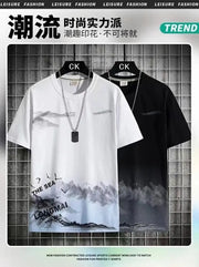 Trendy Suits for men  Men's Summer Shorts Set Gym Outfit Student Short Sleeve Tee 2 Piece Set Tracksuits Men Casual Men Clothing