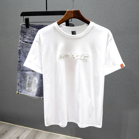 2025 New Summer Embroidered Short-sleeved T-shirt Men Clothing