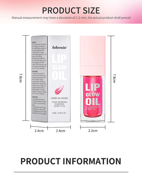 W1 Piece 8.3ml Moisturizing and Volumizing Lip Gloss Oil, Hydrating Lip Glow Oil, Lip Care Beauty Product, Tinted Lip Oil