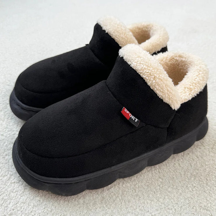 Smile PoP Winter Plush Men Cotton Shoes Warm Plush Men House Slippers Outdoor Soft Non Slip Women&