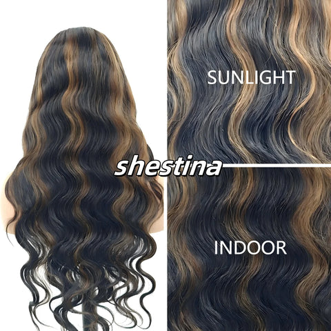 1B/30 Body Wave Highlight Wig Human Hair 30 Inch 13x4 HD Lace Frontal Wig 180 Density Natural Brazilian Hair Wig For Black Women