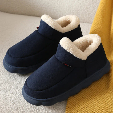 Smile PoP Winter Plush Men Cotton Shoes Warm Plush Men House Slippers Outdoor Soft Non Slip Women&