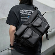 Fashion Casual Men Roll Top Shoulder Messenger Bag Large Size Outdoor Cycling Crossbody Side Bags Male Urban Trend Daypack