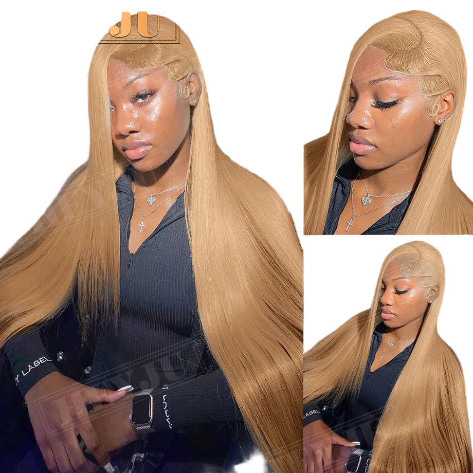 #27 Honey Blonde Wig Human Hair 13x6 HD Lace Frontal Wig 30 36 Inch Straight Human Hair Wigs For Women Brazilian 13x4 Lace Wig