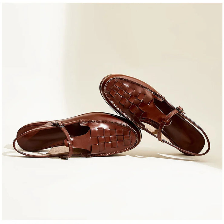 Vintage Elegant Women Shoe 2022 Summer New Woven Temperament Sandals Women Roman Single Shoe Fisherman Women Shoe Mujer Sapato