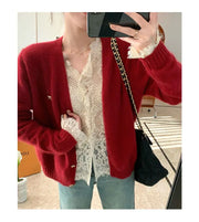 Women's Clothing 2024 Spring Autumn Sexy Hollow Out Lace Chic Vintage T-shirts Female Casual Solid V Neck Slim Long Sleeve Tops