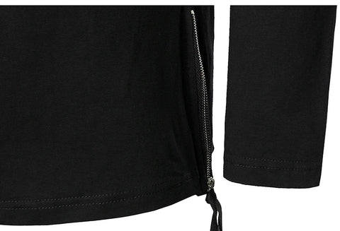 Men Clothing T Shirt High Street Streamer Functional Tactics Personalized Zipper Crewneck T-shirts Black Hip Hop Punk Camisetas